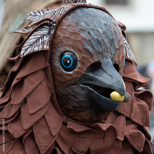 Closeup Portrait of a masked person on a carnival parade