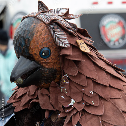 Closeup Portrait of a masked person on a carnival parade