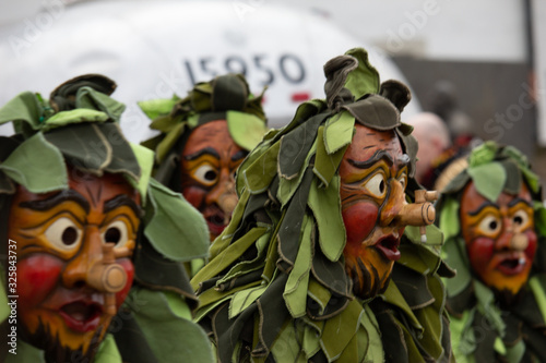 Closeup Portrait of a masked person on a carnival parade