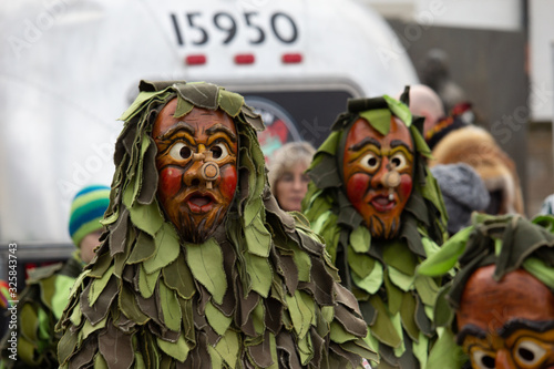 Closeup Portrait of a masked person on a carnival parade