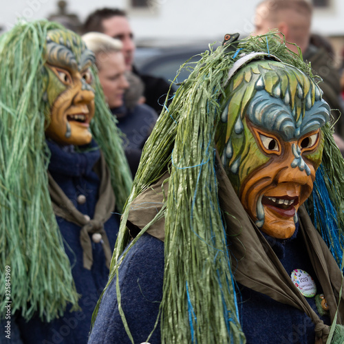 Closeup Portrait of a masked person on a carnival parade