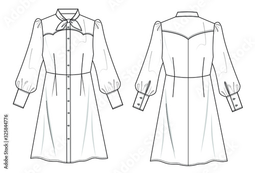 vector illustration of womens fashion dress western