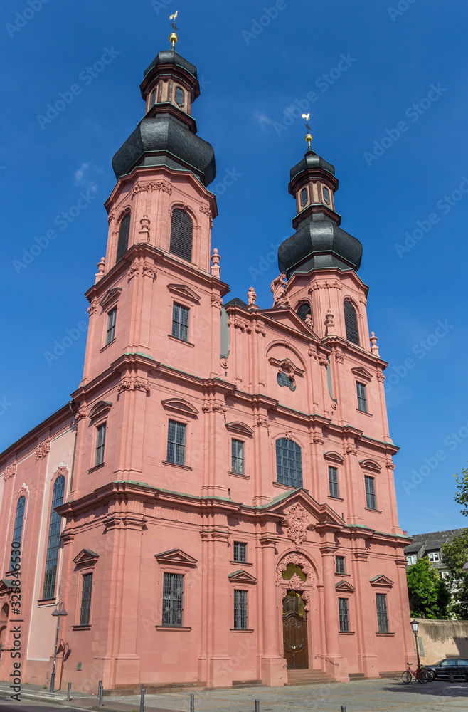 Front facade of the Peterskirche church in Mainz, Germany