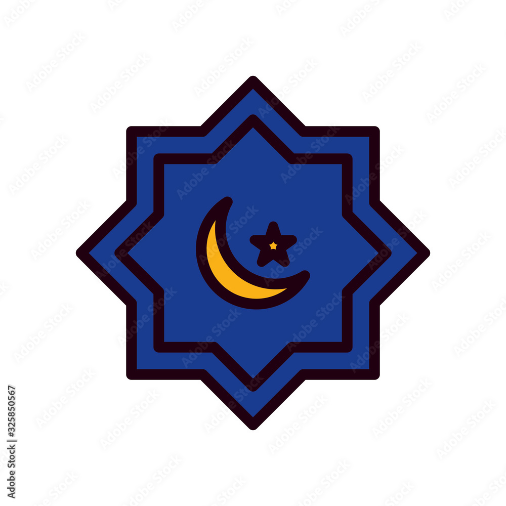Ramadan moon and star line and fill style icon vector design Ramadan moon and star line and fill style icon vector design