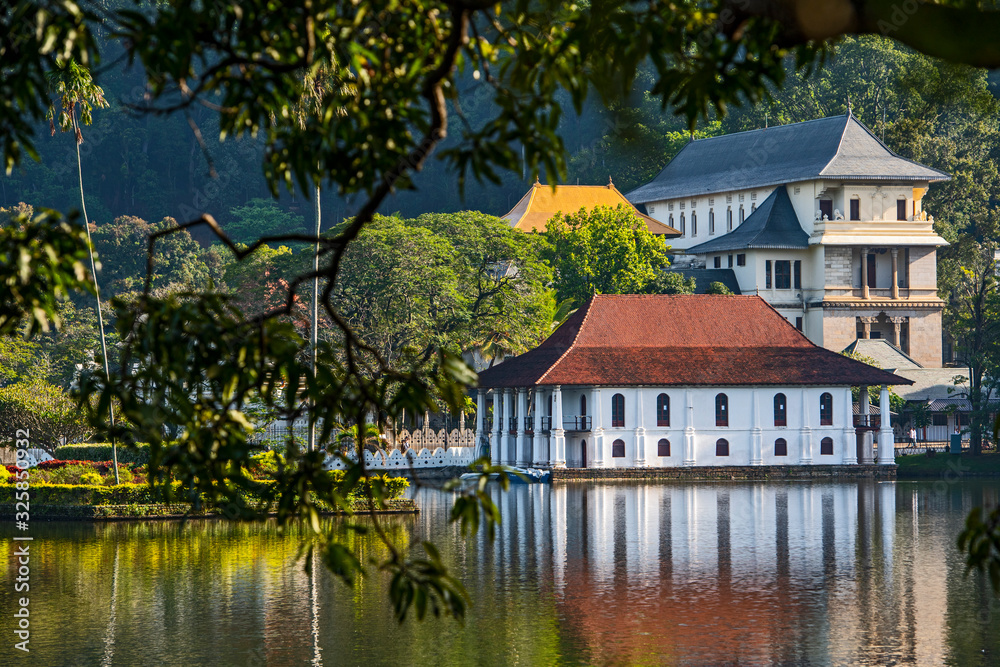 the temple of the holy tooth relict in Kandy see from the lake the temple of the holy tooth relict in Kandy see from the lake