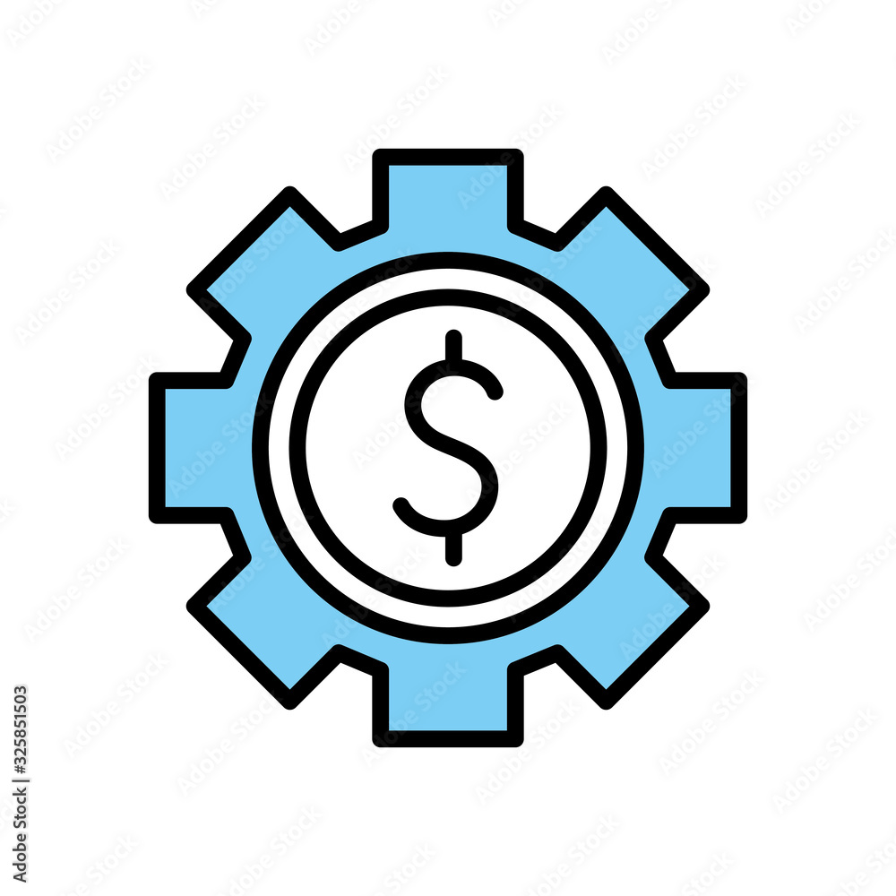 Isolated dollar gear line and fill style icon vector design Isolated dollar gear line and fill style icon vector design