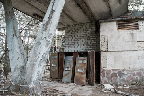 abandoned river port in the city of Pripyat, Chernobyl photo