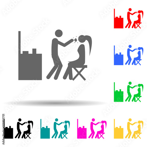 visagiste multi color style icon. Simple glyph, flat vector of people in work icons for ui and ux, website or mobile application