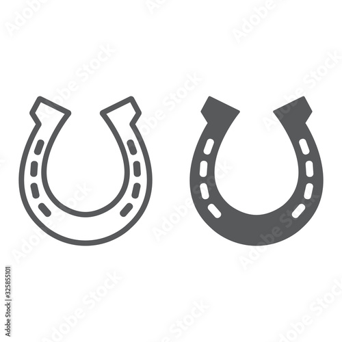 Horseshoe line and glyph icon, st patrick s day and western, steel horseshoe sign, vector graphics, a linear pattern on a white background, eps 10.
