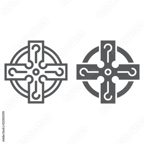 Celtic cross line and glyph icon, st patrick s day and holiday, celtic ornament sign, vector graphics, a linear pattern on a white background, eps 10.