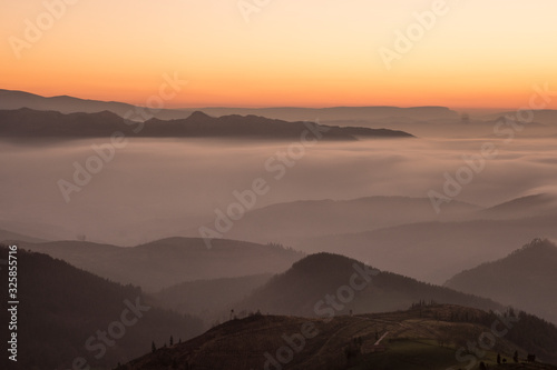 sunset over the mountains in the basque country, spain © urdialex