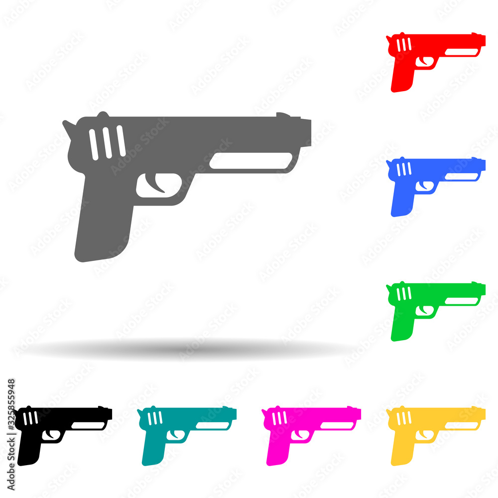 pistol multi color style icon. Simple glyph, flat vector of police icons for ui and ux, website or mobile application