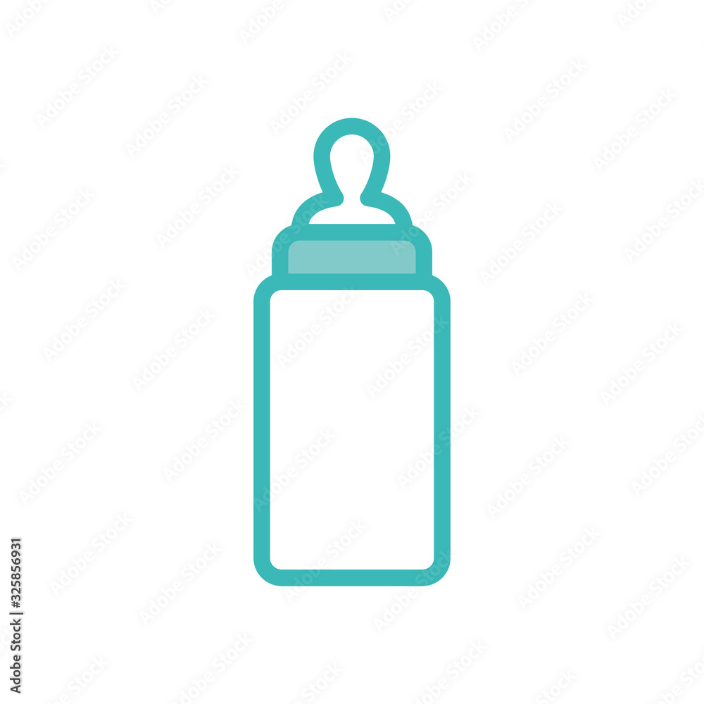 Isolated milk baby bottle dou color style icon vector design Isolated milk baby bottle dou color style icon vector design