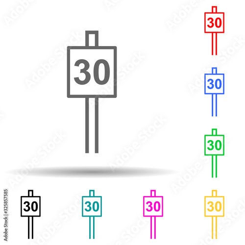 speed limit sign 30 multi color style icon. Simple glyph, flat vector of railway warnings icons for ui and ux, website or mobile application