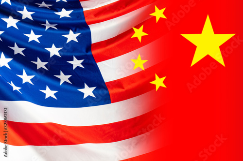 Flags of America and China....