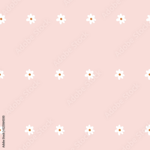 Repeat Daisy Wildflower Pattern with light pink background. Seamless floral pattern. blue Daisy. Stylish repeating texture. Repeating texture. 
