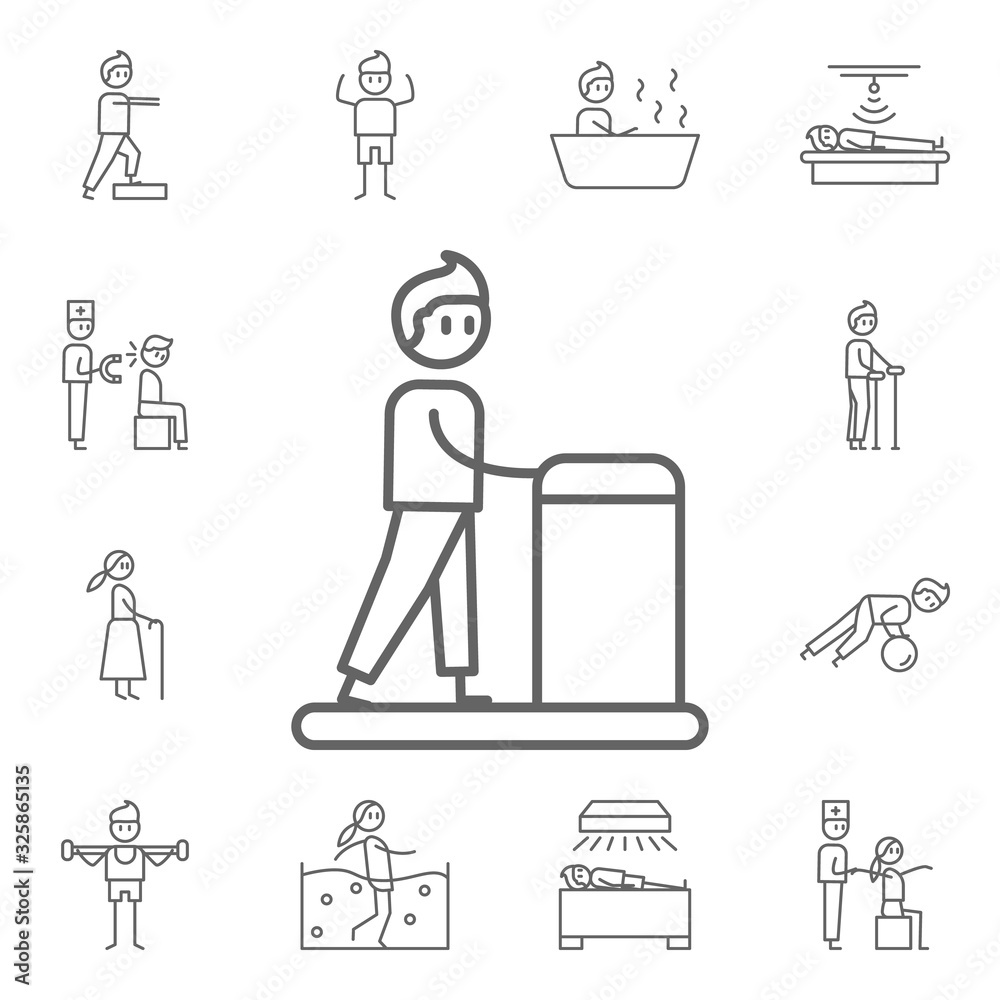 Rehabilitation, physiotherapy, man icon. Physiotherapy icons universal set for web and mobile