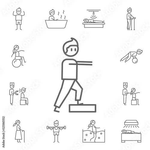 Rehabilitation, physiotherapy, man icon. Physiotherapy icons universal set for web and mobile