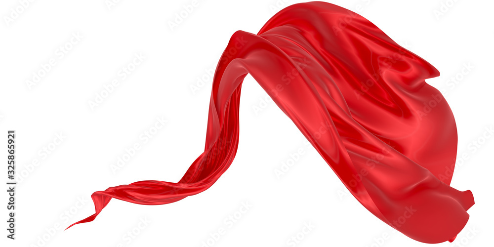 Beautiful flowing fabric of red wavy silk or satin. 3d rendering image. Beautiful flowing fabric of red wavy silk or satin. 3d rendering image.