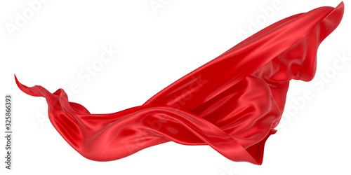 Beautiful flowing fabric of red wavy silk or satin. 3d rendering image.