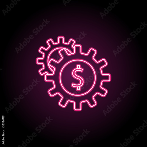 Money in gear icon. Simple thin line, outline vector of banking icons for ui and ux, website or mobile application
