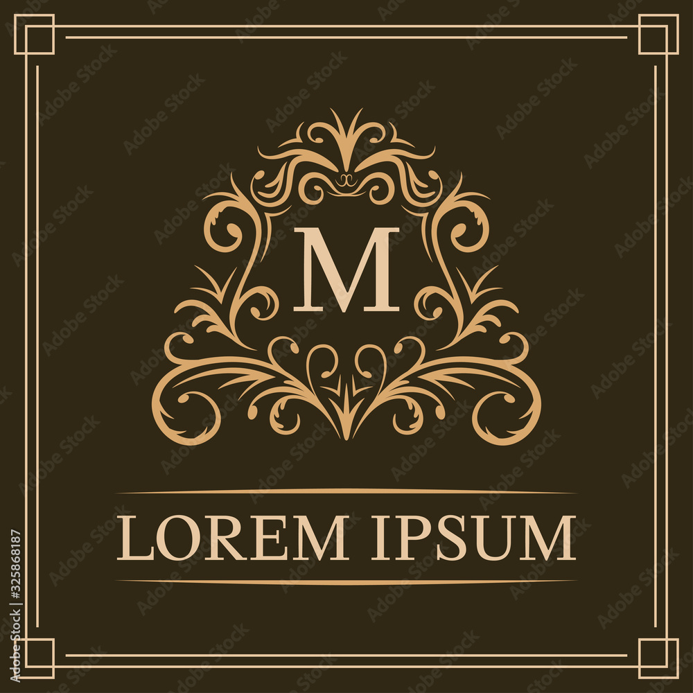 Luxury logo template, letter M logo design, vector illustration