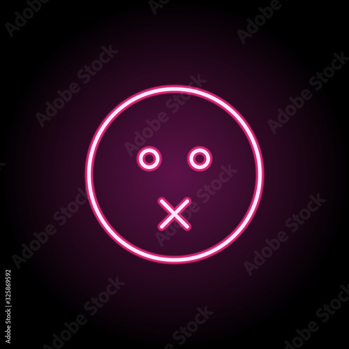 Nothing to say neon icon. Simple thin line, outline vector of emoji icons for ui and ux, website or mobile application