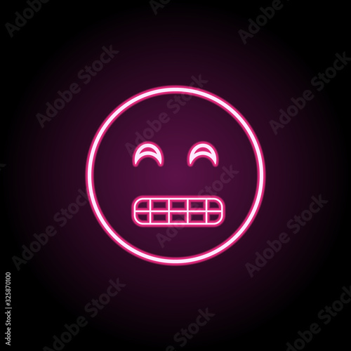 Show teeth neon icon. Simple thin line  outline vector of emoji icons for ui and ux  website or mobile application