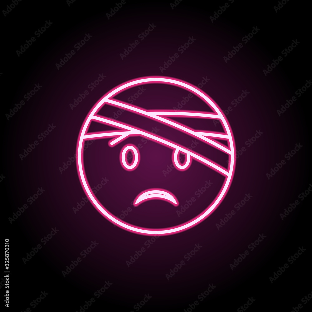 Fotografie With bandaged head neon icon