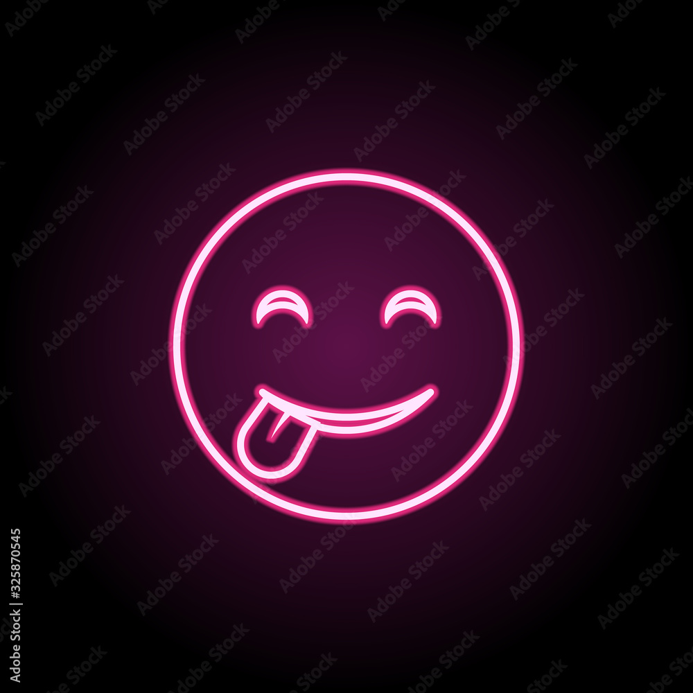 Playful smile neon icon. Simple thin line, outline vector of emoji icons for ui and ux, website or mobile application