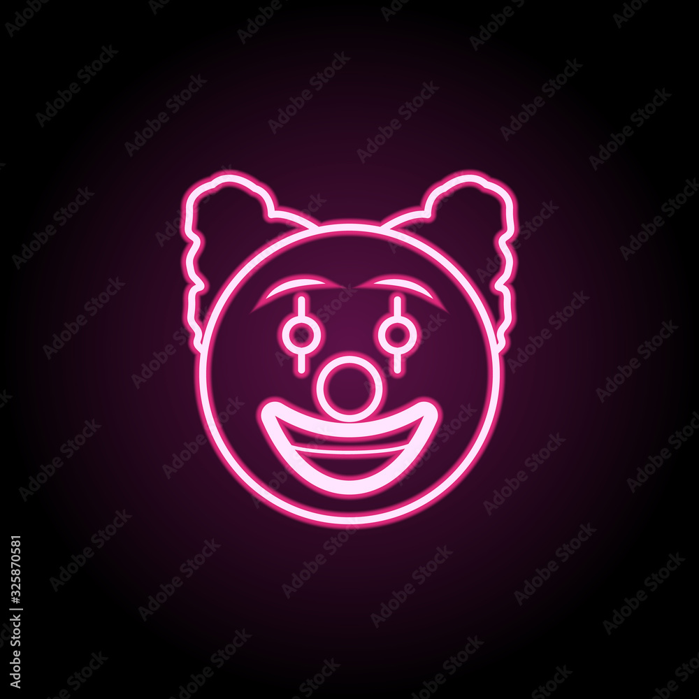Clown neon icon. Simple thin line, outline vector of emoji icons for ui and ux, website or mobile application Clown neon icon. Simple thin line, outline vector of emoji icons for ui and ux, website or mobile application
