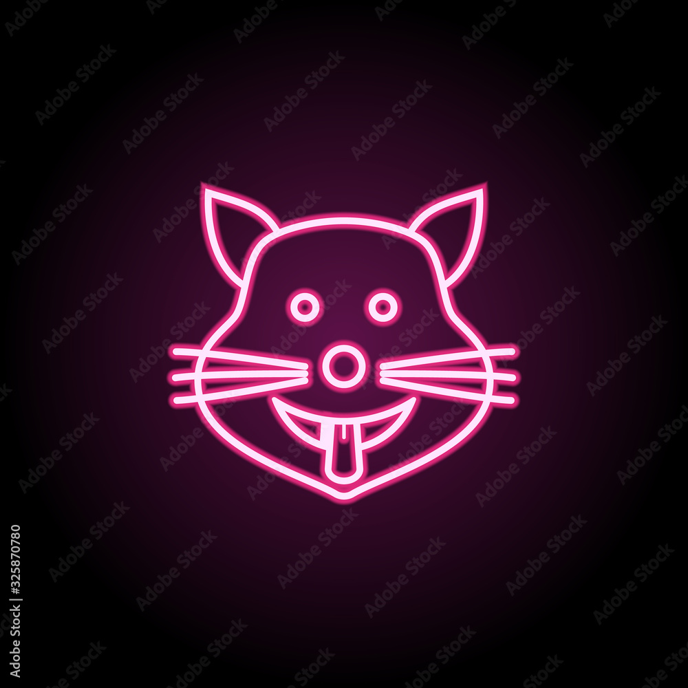 Cat shows the tongue neon icon. Simple thin line, outline vector of emoji icons for ui and ux, website or mobile application