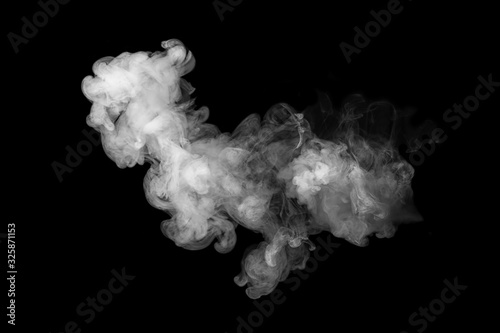 Photo of white smoke isolated on a black background