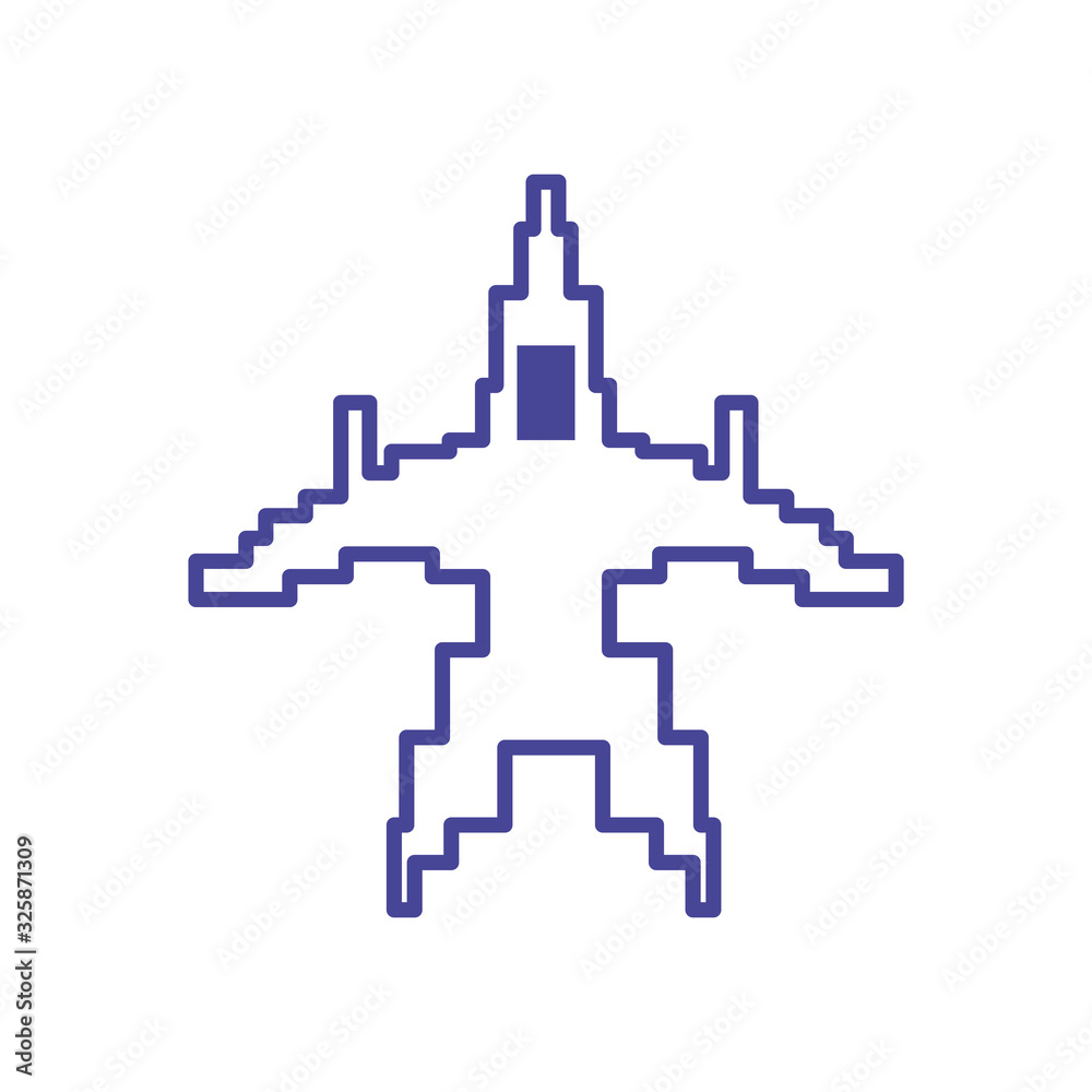 Fototapeta premium Isolated pixel airplane line style icon vector design