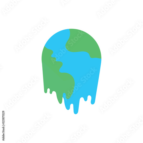 world planet earth melting flat style