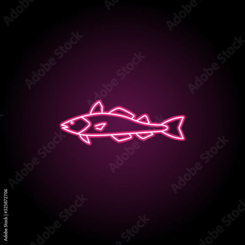 Atlantic cod neon icon. Simple thin line, outline vector of fish icons for ui and ux, website or mobile application