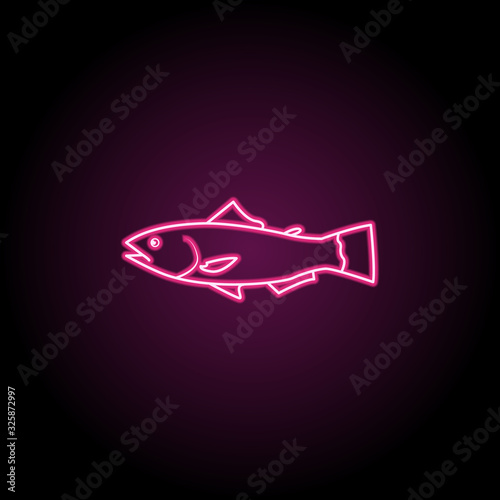 Silver salmon neon icon. Simple thin line, outline vector of fish icons for ui and ux, website or mobile application