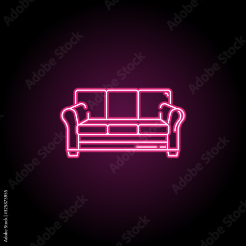 Sofa neon icon. Simple thin line, outline vector of household icons for ui and ux, website or mobile application