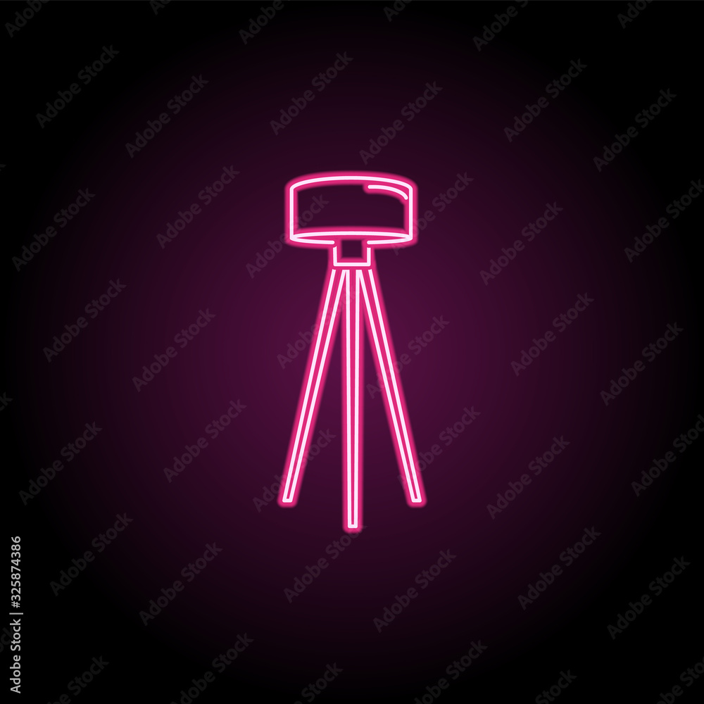 Floor lamp neon icon. Simple thin line, outline vector of household icons for ui and ux, website or mobile application Floor lamp neon icon. Simple thin line, outline vector of household icons for ui and ux, website or mobile application