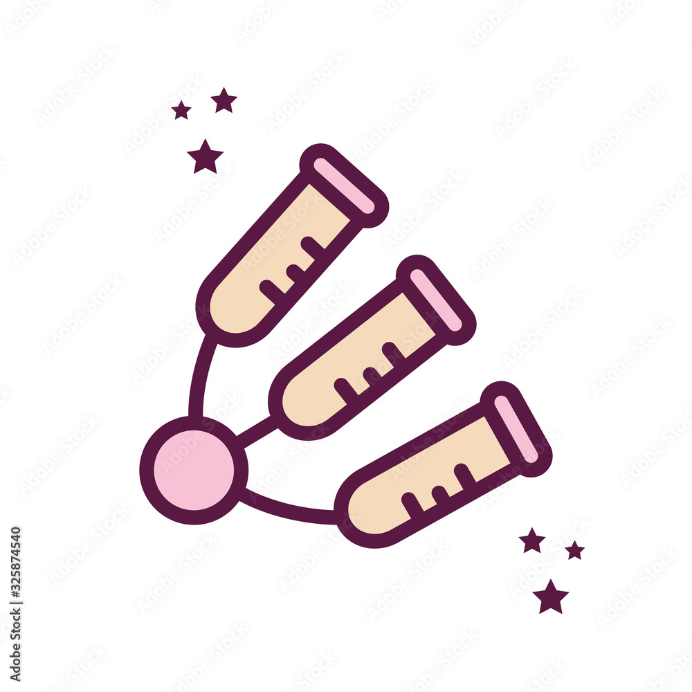 Isolated milk udders tubes line and fill style icon vector design Isolated milk udders tubes line and fill style icon vector design