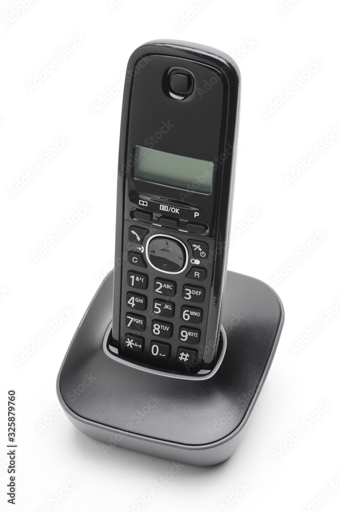 Telephone for calls to urban and long-distance lines on a white background Telephone for calls to urban and long-distance lines on a white background