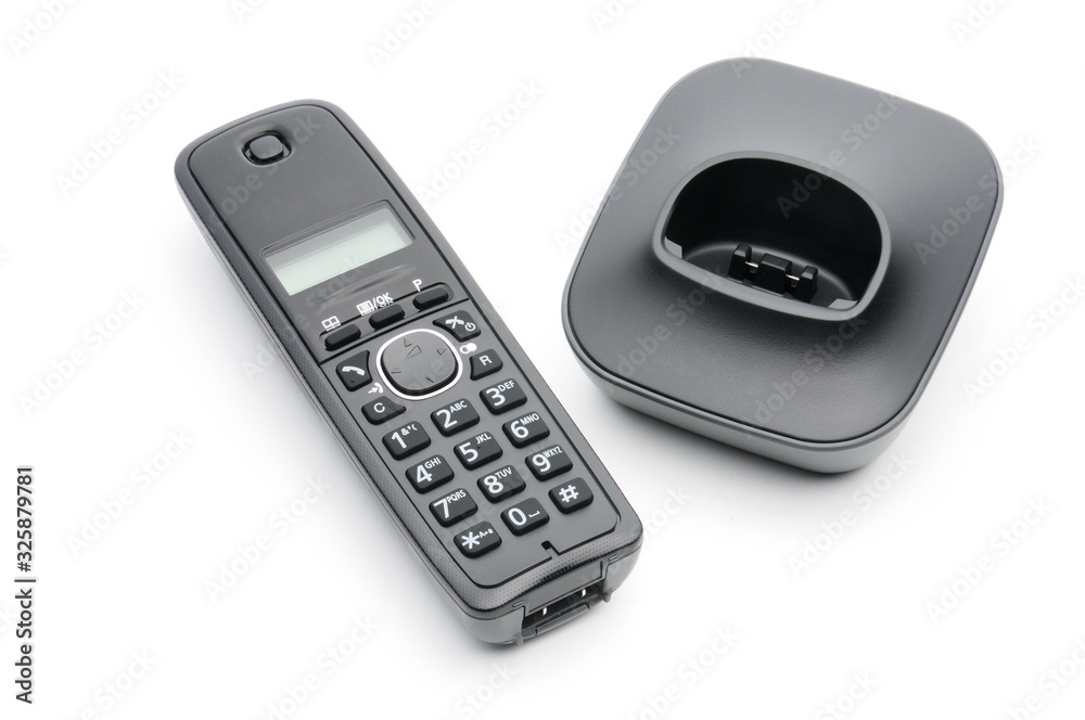 Telephone for calls to urban and long-distance lines on a white background Telephone for calls to urban and long-distance lines on a white background