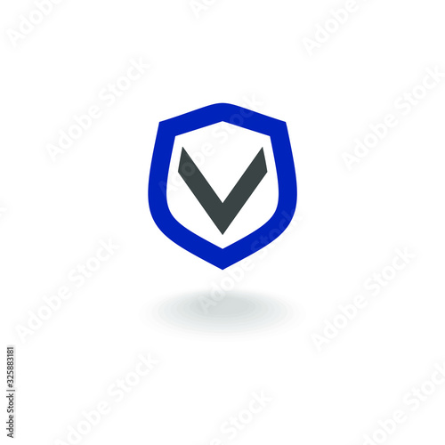 Free Download Initial Letter V with Shield - GFXLoad