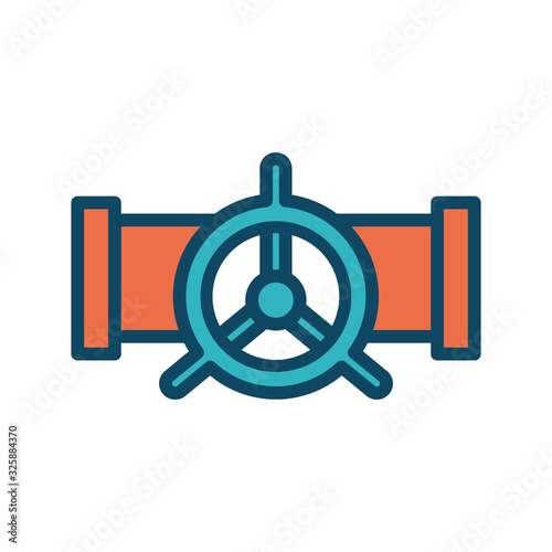 Isolated oil pipe with tap line and fill style icon vector design