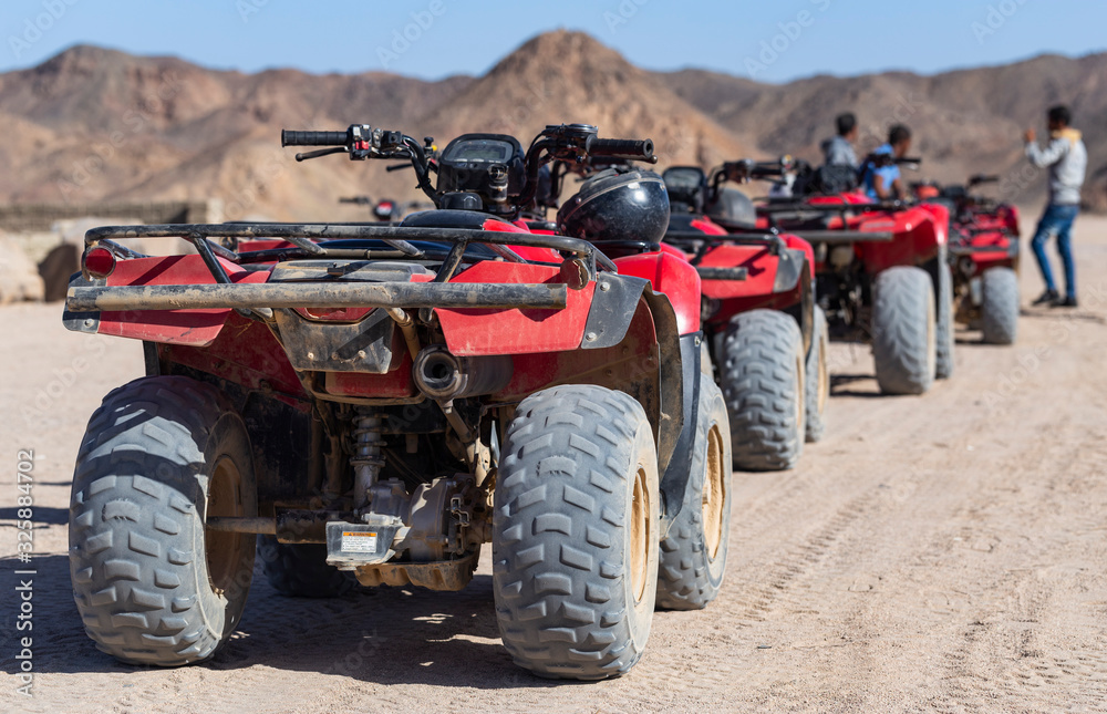 Tours of the desert on Quad bikes. ATV safaris. A vehicle for racing in the Sahara. Tours of the desert on Quad bikes. ATV safaris. A vehicle for racing in the Sahara.