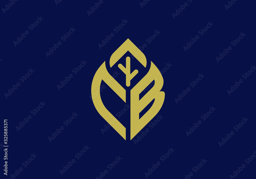 Initial letter C and B with abstract leaf logo sign symbol