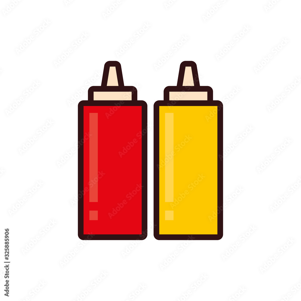 Isolated sauces bottles line and fill style icon vector design Isolated sauces bottles line and fill style icon vector design