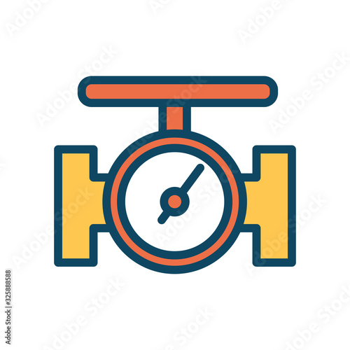 Isolated oil pipe with gauge line and fill style icon vector design