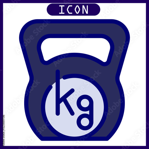 filled outline icon of kettle bell in vector design