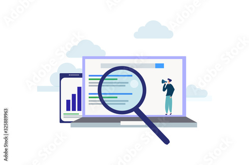 SEO growth. Search engine ranking illustration concept for web landing page template, banner, flyer and presentation